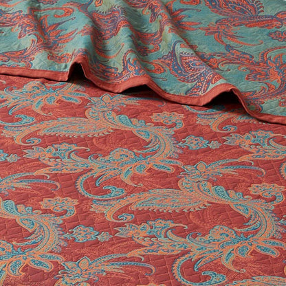 Trapunta in cotone tinto in filo con motivo Paisley vintage