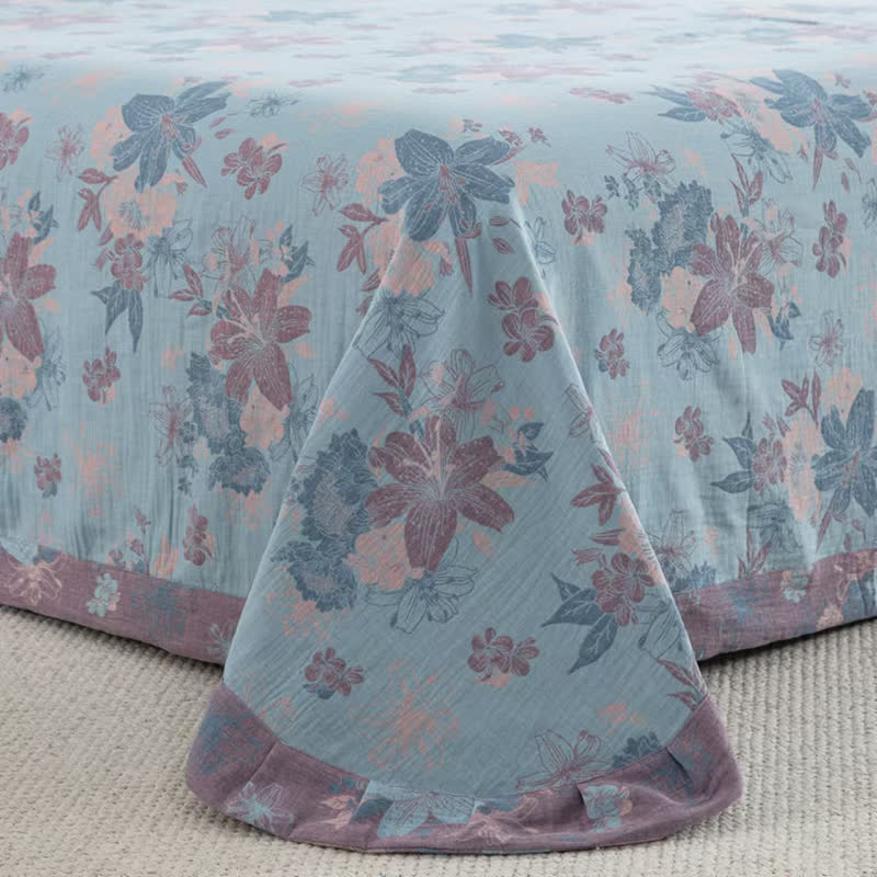 Set di biancheria da letto in garza di cotone jacquard Lily (4 pezzi)