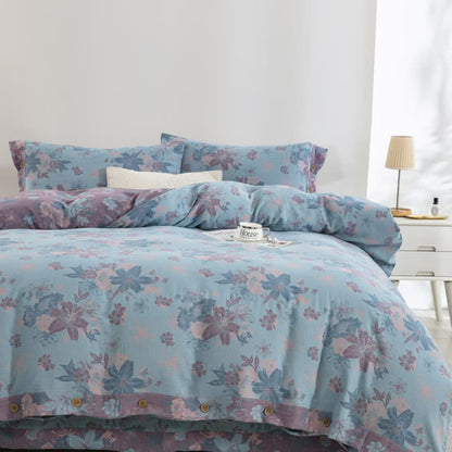 Set di biancheria da letto in garza di cotone jacquard Lily (4 pezzi)