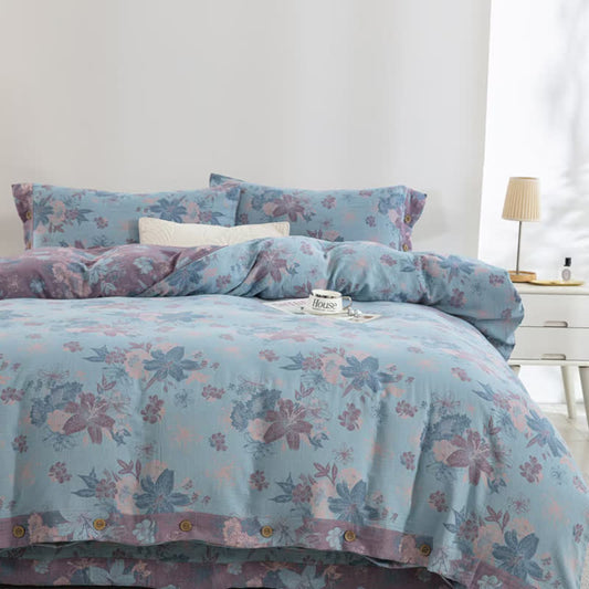 Set di biancheria da letto in garza di cotone jacquard Lily (4 pezzi)