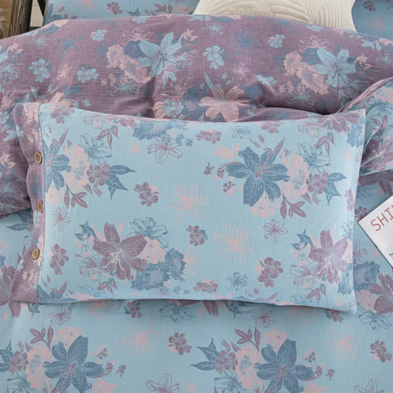 Set di biancheria da letto in garza di cotone jacquard Lily (4 pezzi)
