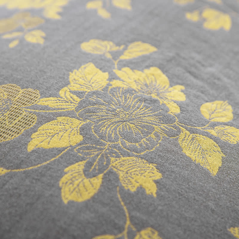 Set di biancheria da letto in jacquard di garza di cotone floreale rustico (4 pezzi)