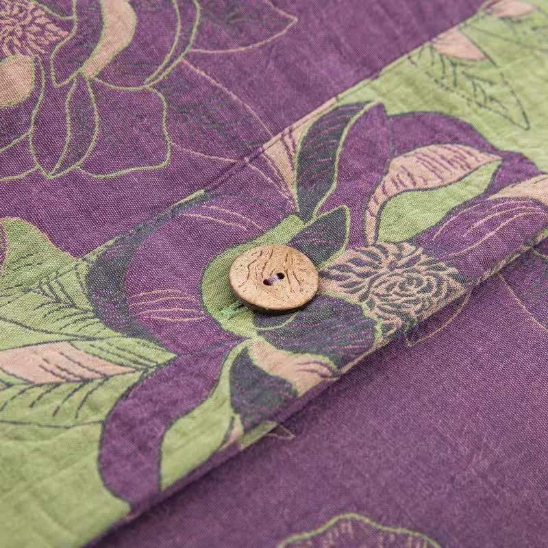 Set di biancheria da letto reversibile in garza di cotone jacquard floreale (4 pezzi)