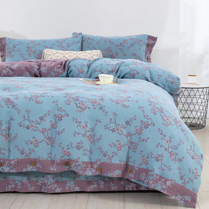 Set di biancheria da letto in garza di cotone jacquard Wintersweet (4 pezzi)