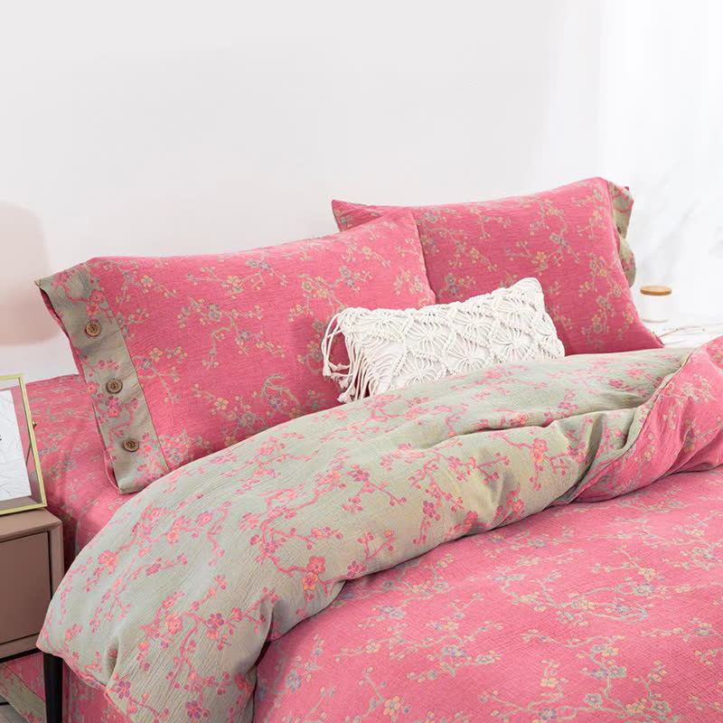 Set di biancheria da letto in garza di cotone jacquard Wintersweet (4 pezzi)