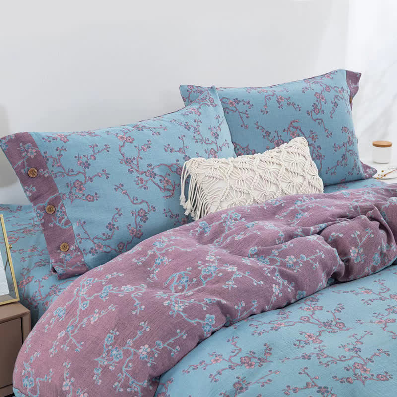 Set di biancheria da letto in garza di cotone jacquard Wintersweet (4 pezzi)