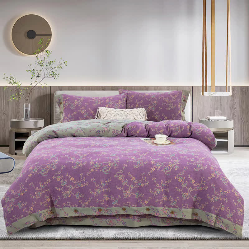 Set di biancheria da letto in garza di cotone jacquard Wintersweet (4 pezzi)