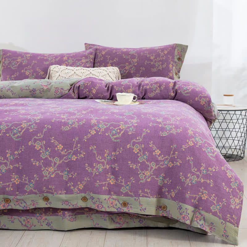 Set di biancheria da letto in garza di cotone jacquard Wintersweet (4 pezzi)