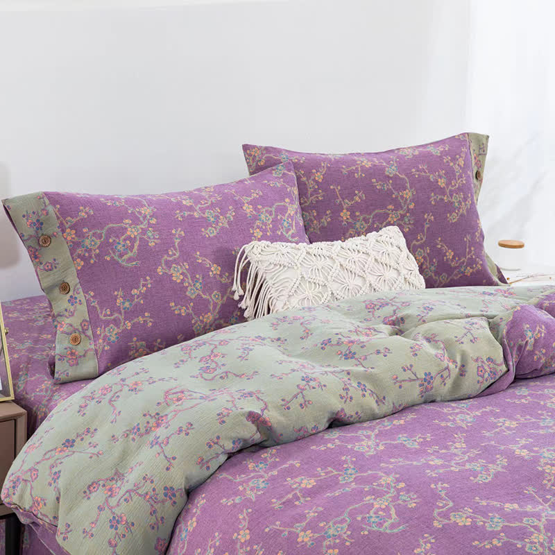 Set di biancheria da letto in garza di cotone jacquard Wintersweet (4 pezzi)