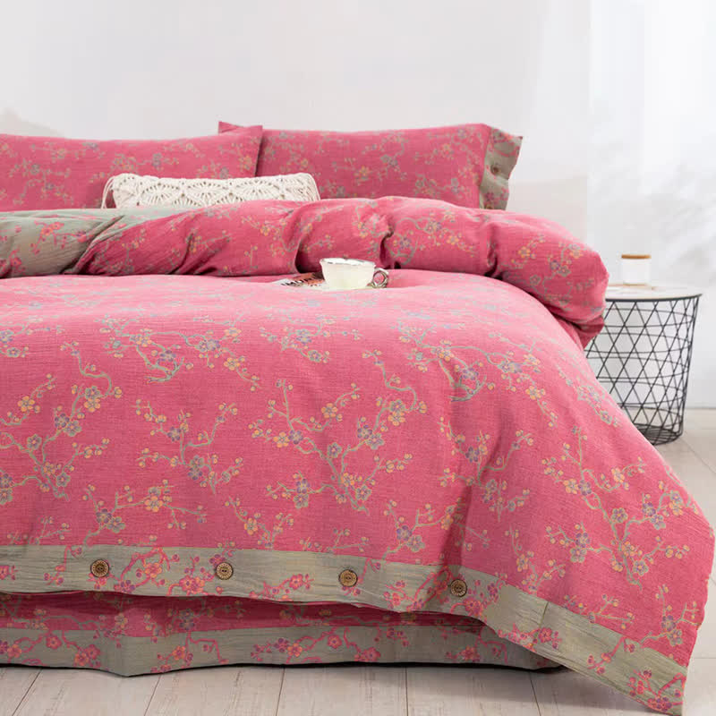 Set di biancheria da letto in garza di cotone jacquard Wintersweet (4 pezzi)