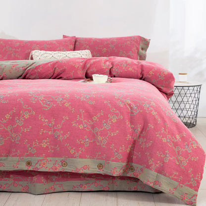 Set di biancheria da letto in garza di cotone jacquard Wintersweet (4 pezzi)