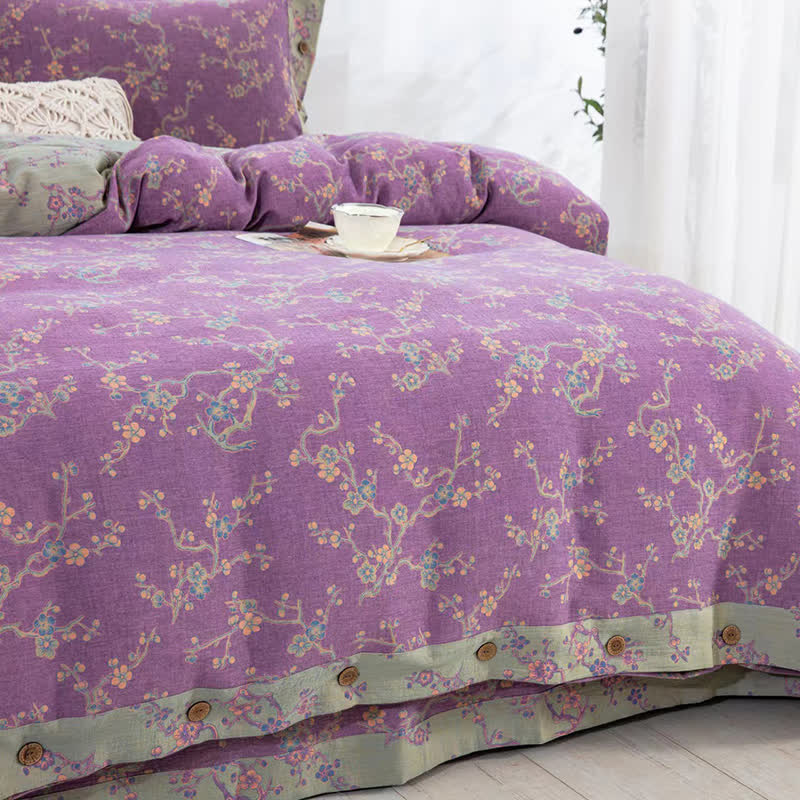 Set di biancheria da letto in garza di cotone jacquard Wintersweet (4 pezzi)