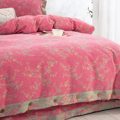Set di biancheria da letto in garza di cotone jacquard Wintersweet (4 pezzi)