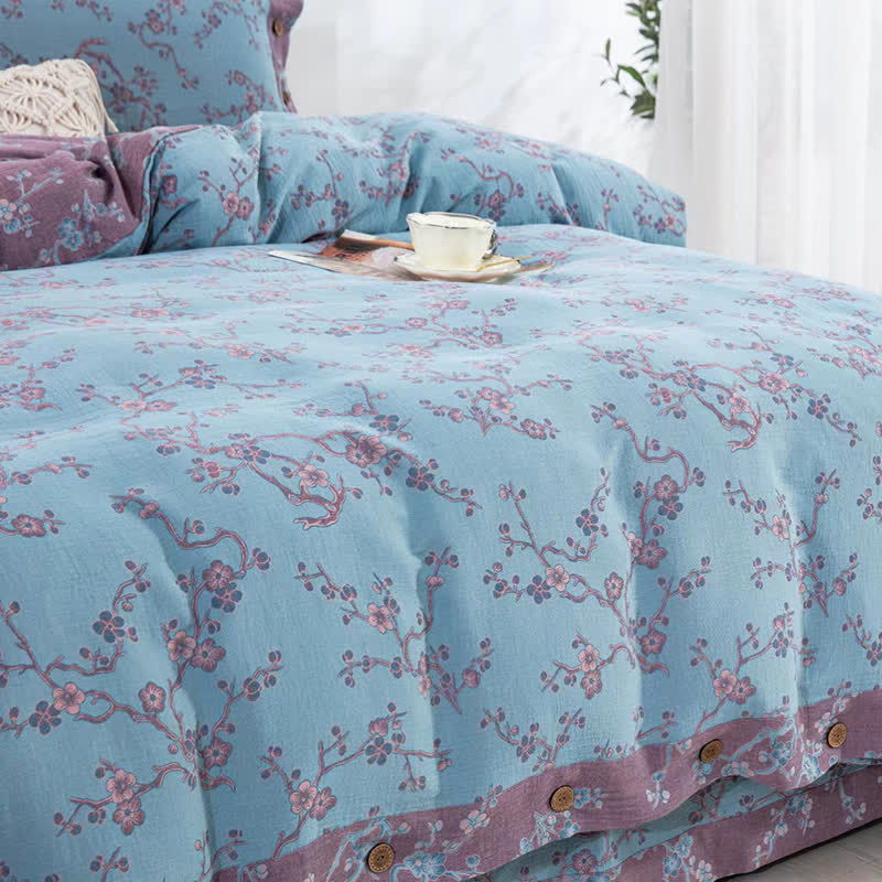 Set di biancheria da letto in garza di cotone jacquard Wintersweet (4 pezzi)