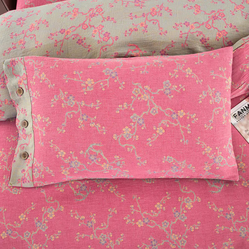 Set di biancheria da letto in garza di cotone jacquard Wintersweet (4 pezzi)