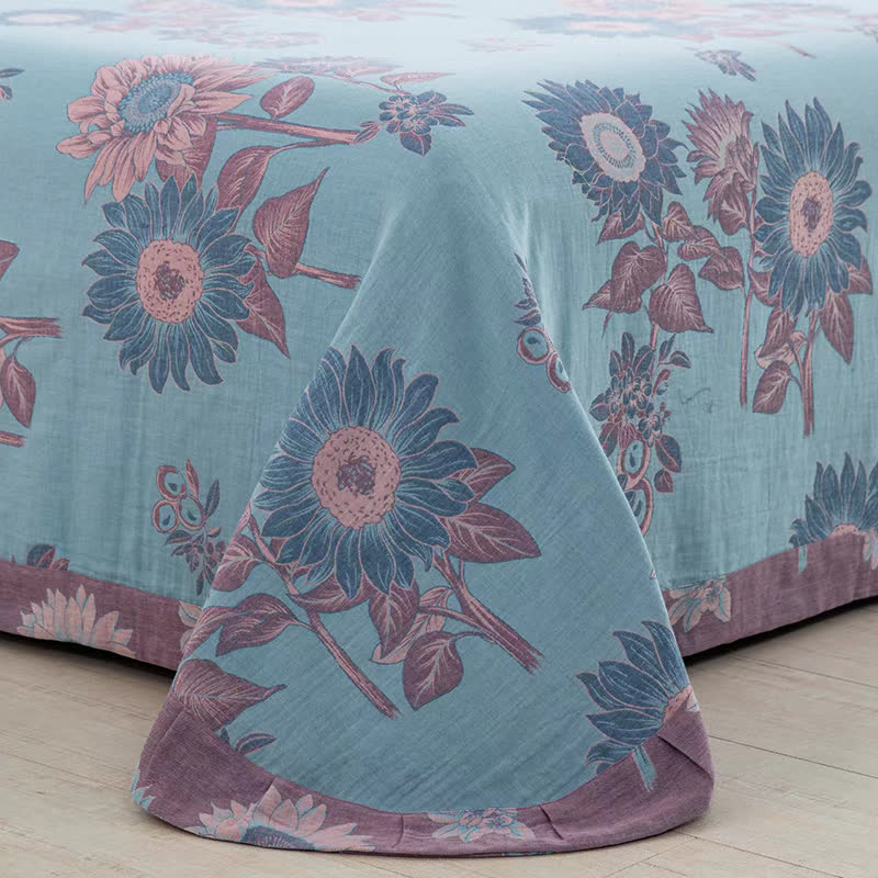 Set di biancheria da letto in garza di cotone jacquard girasole (4 pezzi)
