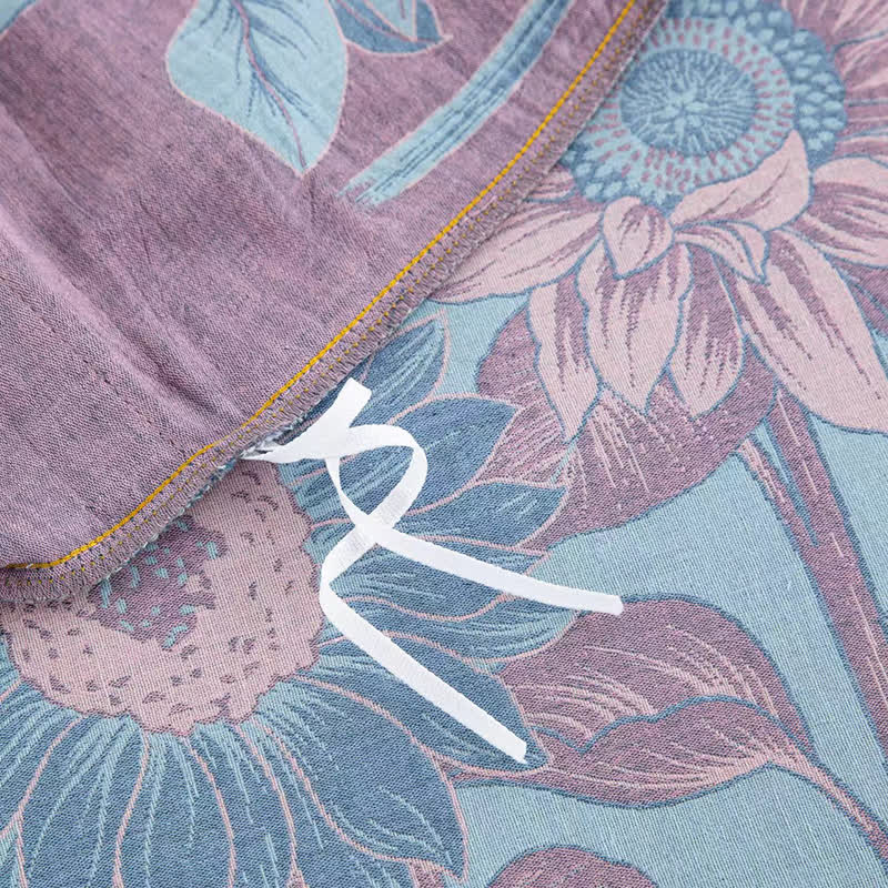 Set di biancheria da letto in garza di cotone jacquard girasole (4 pezzi)