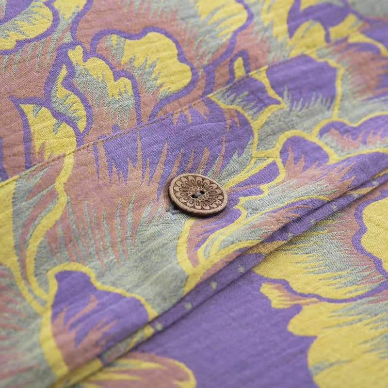 Set di biancheria da letto in jacquard di garza di cotone Peony (4 pezzi)