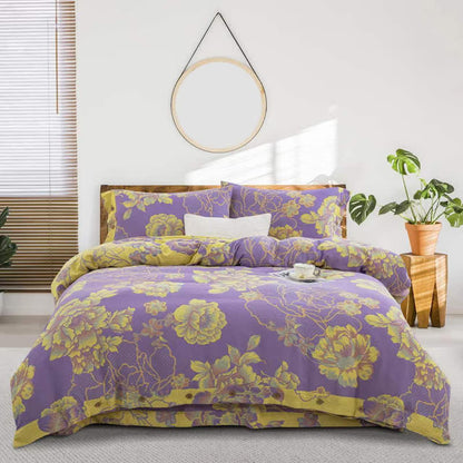 Set di biancheria da letto in jacquard di garza di cotone Peony (4 pezzi)