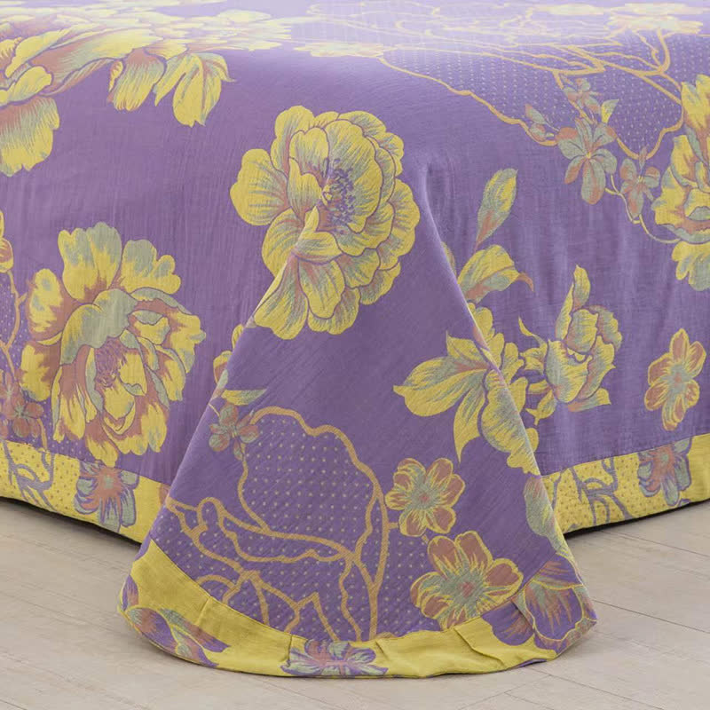 Set di biancheria da letto in jacquard di garza di cotone Peony (4 pezzi)