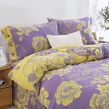 Set di biancheria da letto in jacquard di garza di cotone Peony (4 pezzi)