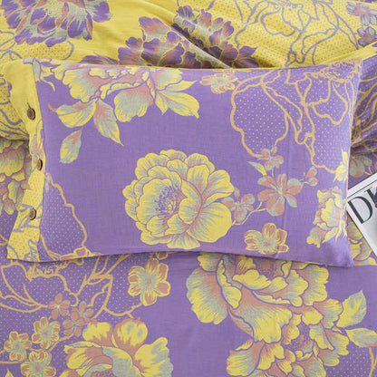 Set di biancheria da letto in jacquard di garza di cotone Peony (4 pezzi)