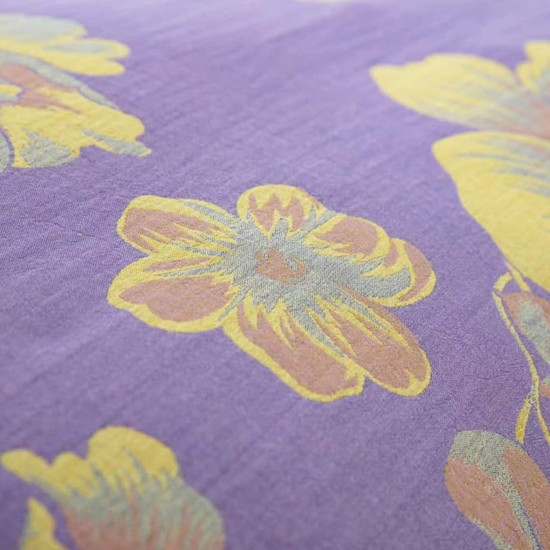 Set di biancheria da letto in jacquard di garza di cotone Peony (4 pezzi)
