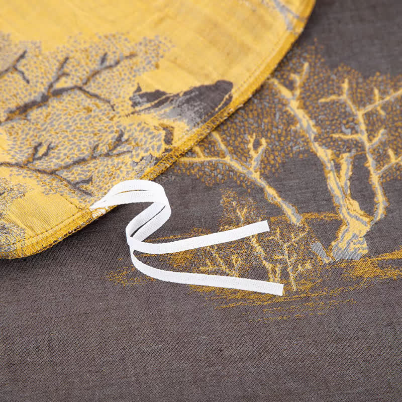 Set di biancheria da letto in garza di cotone jacquard con stampa paesaggio (4 pezzi)