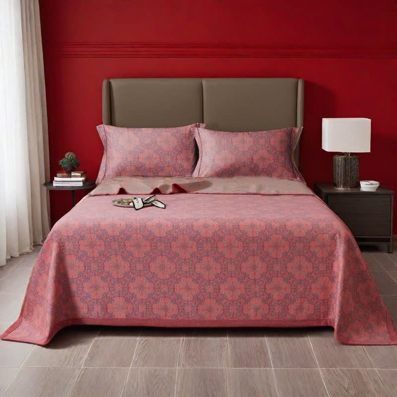 Trapunta in cotone tinto in filo con motivo floreale vintage