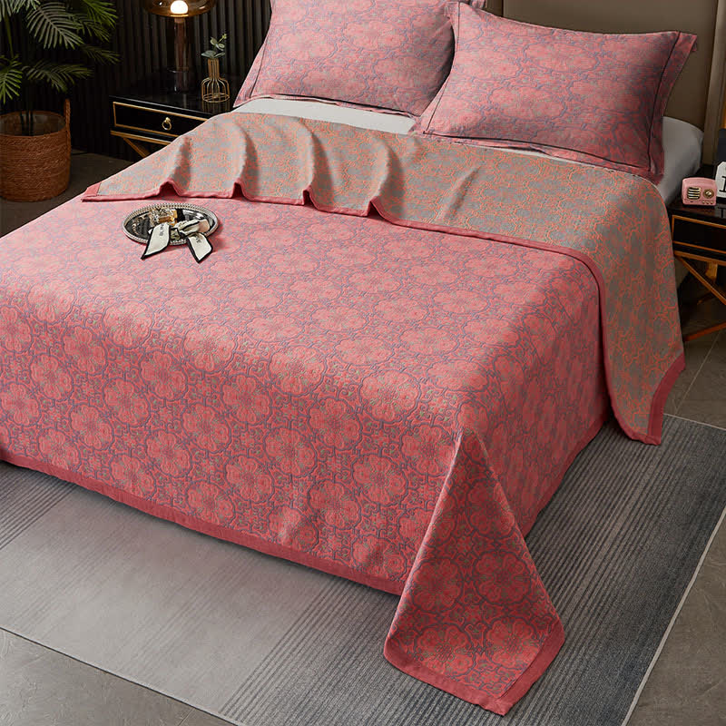 Trapunta in cotone tinto in filo con motivo floreale vintage