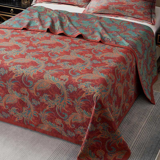 Trapunta in cotone tinto in filo con motivo Paisley vintage