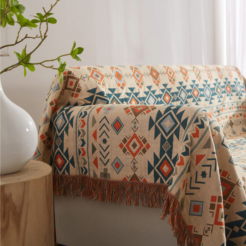 Trapunta in garza di cotone geometrica Boho