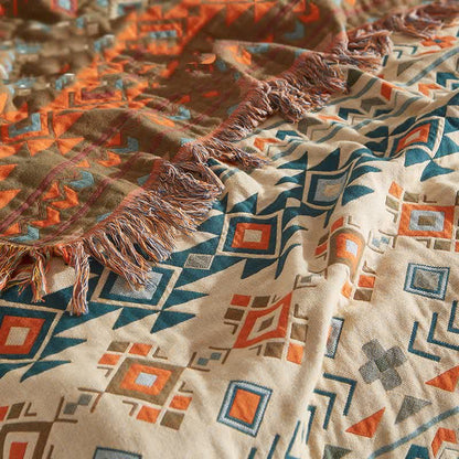 Trapunta in garza di cotone geometrica Boho
