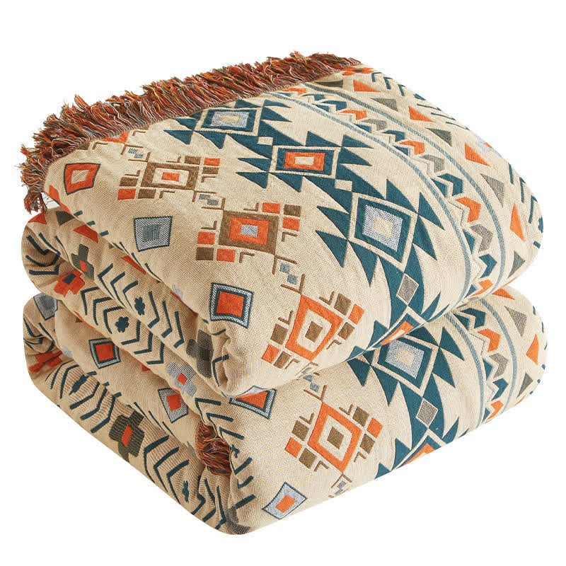 Trapunta in garza di cotone geometrica Boho