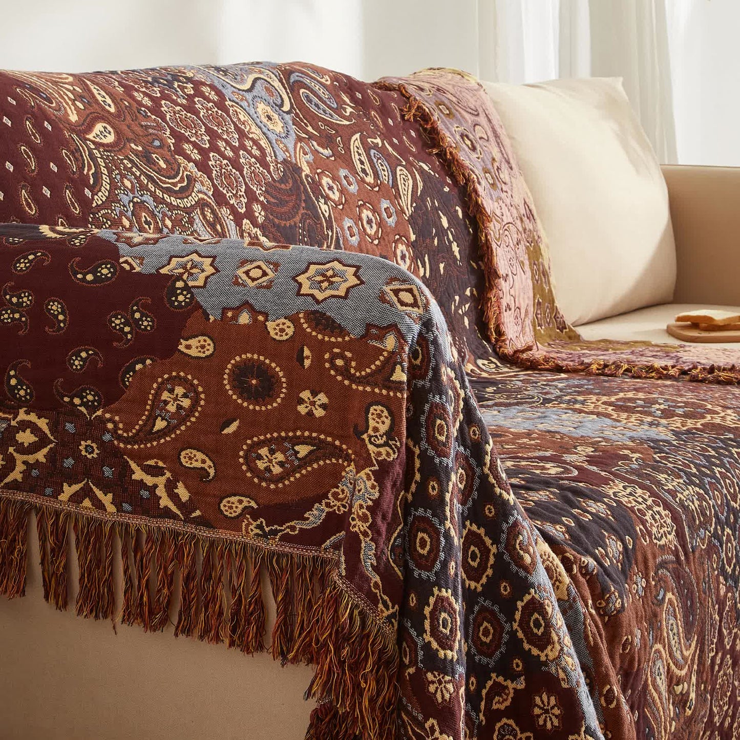 Trapunta in garza di cotone Boho Paisley