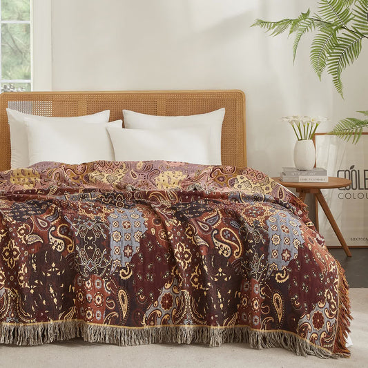 Trapunta in garza di cotone Boho Paisley