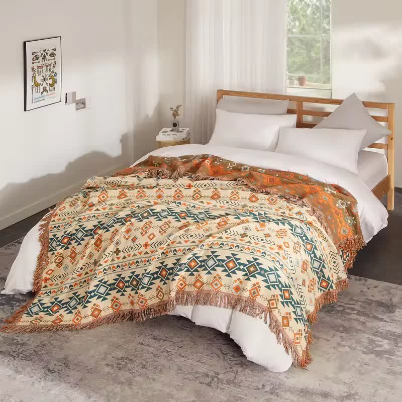 Trapunta in garza di cotone geometrica Boho