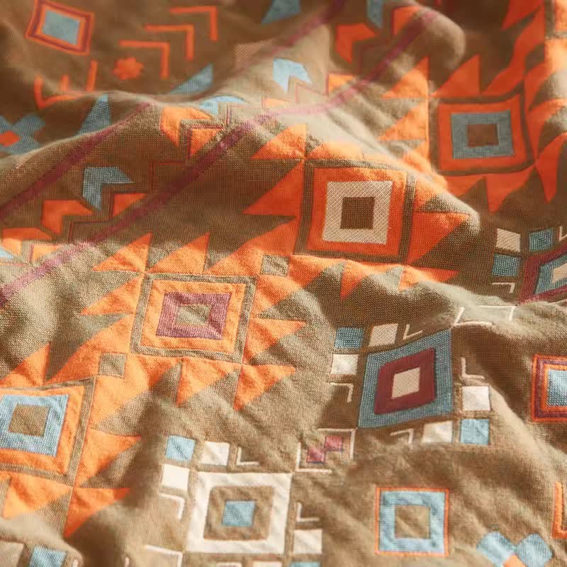 Trapunta in garza di cotone geometrica Boho