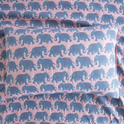 Copriletto in mussola di cotone con stampa elefante tailandese
