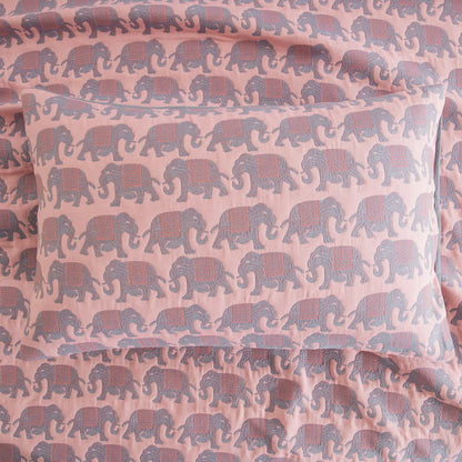 Copriletto in mussola di cotone con stampa elefante tailandese