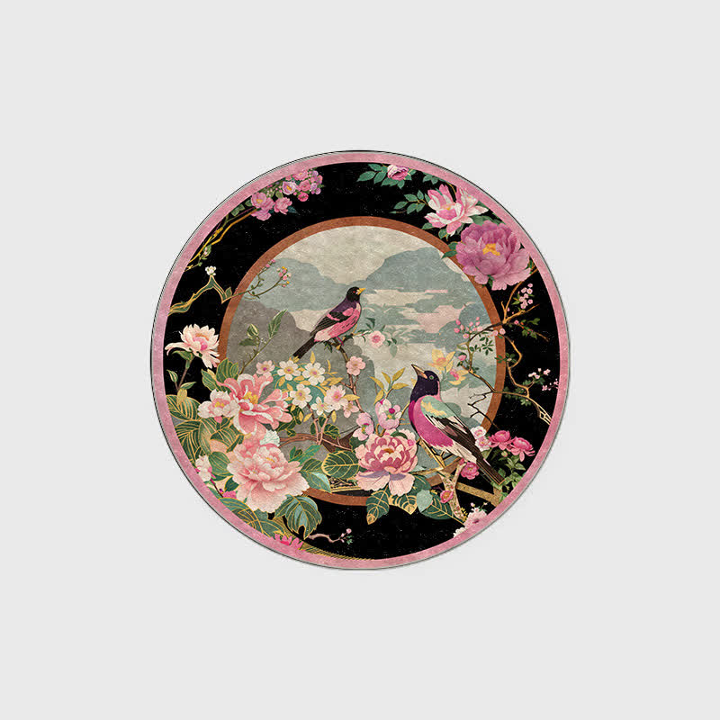 Tappeto antiscivolo rotondo Floral Bird