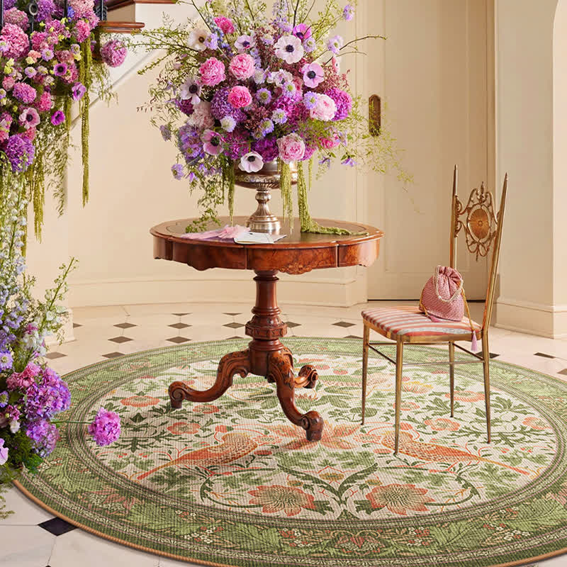 Tappeto rotondo impermeabile Floral Bird