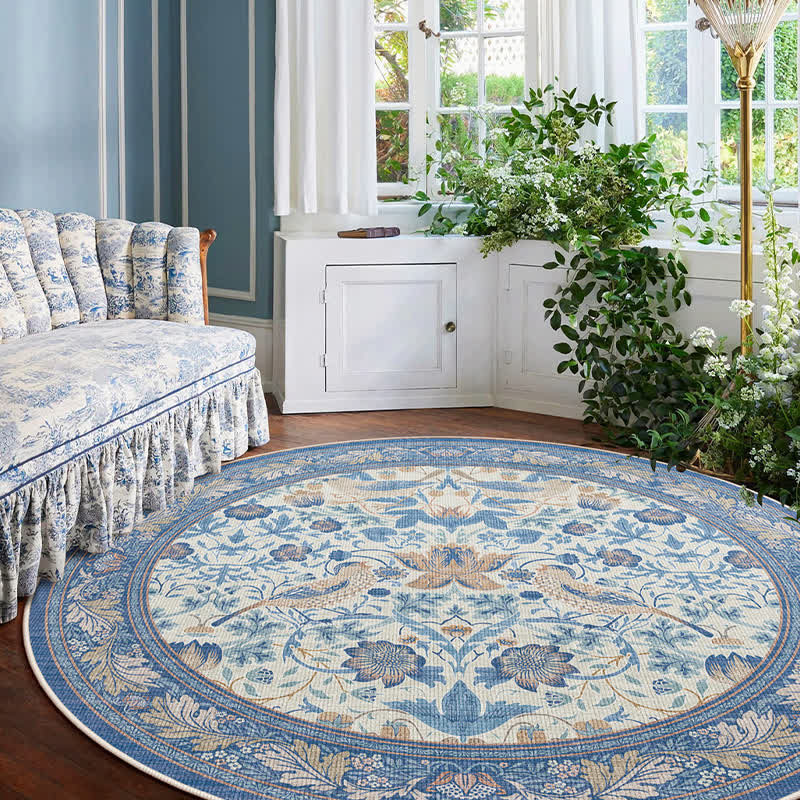 Tappeto rotondo impermeabile Floral Bird