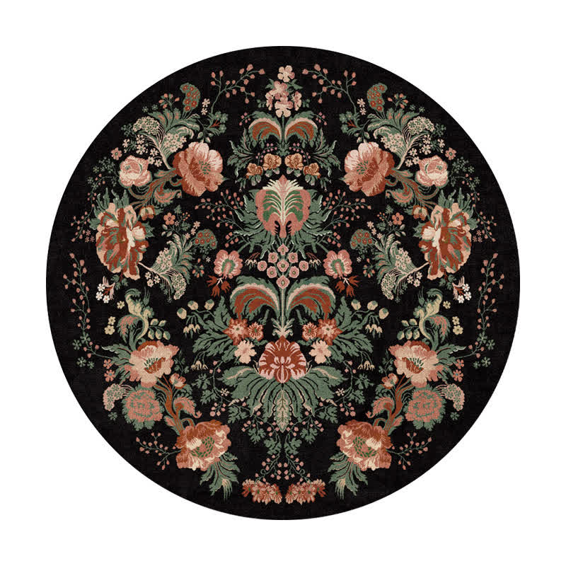 Tappeto rotondo impermeabile con motivo floreale vintage