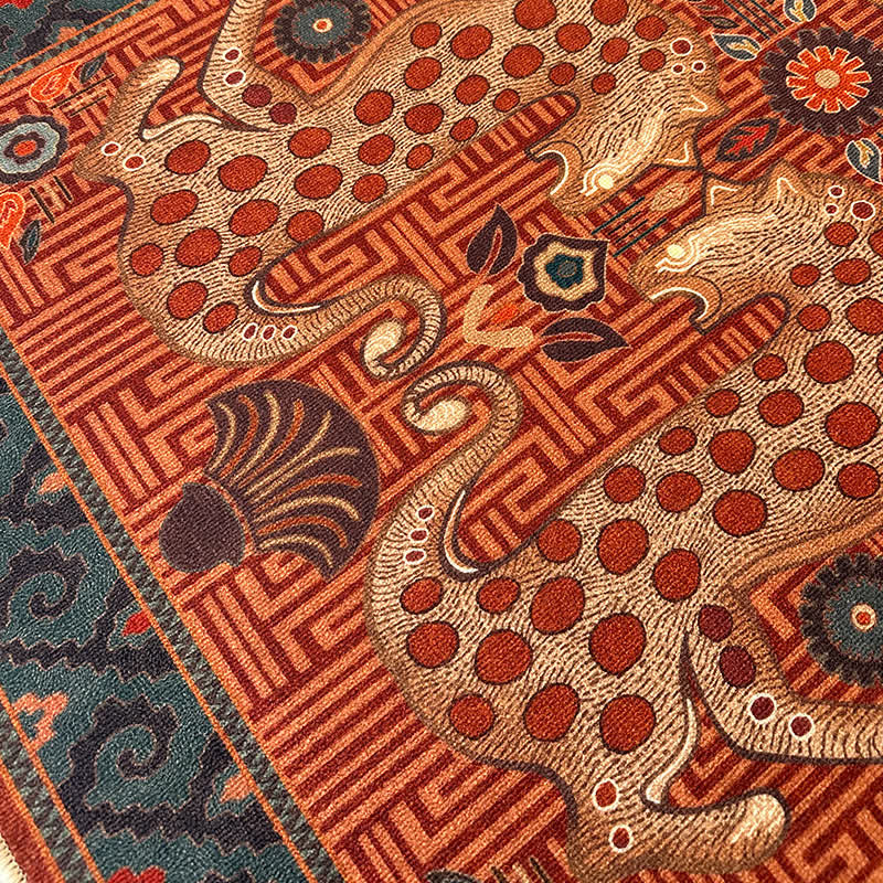 Tappeto rotondo vintage con motivo leopardato esotico