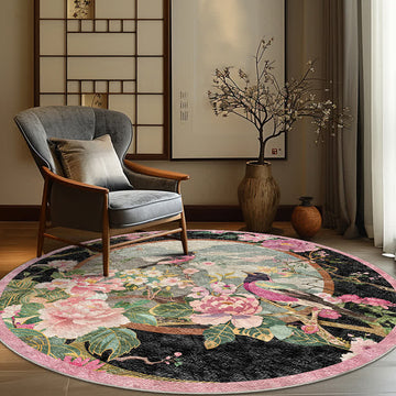 Tappeto antiscivolo rotondo Floral Bird