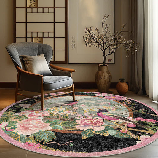 Tappeto antiscivolo rotondo Floral Bird