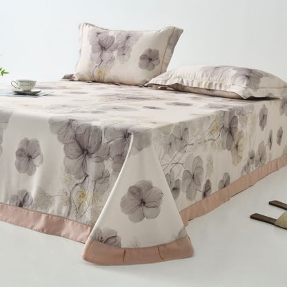 Copriletto in fibra naturale con stampa Pansy