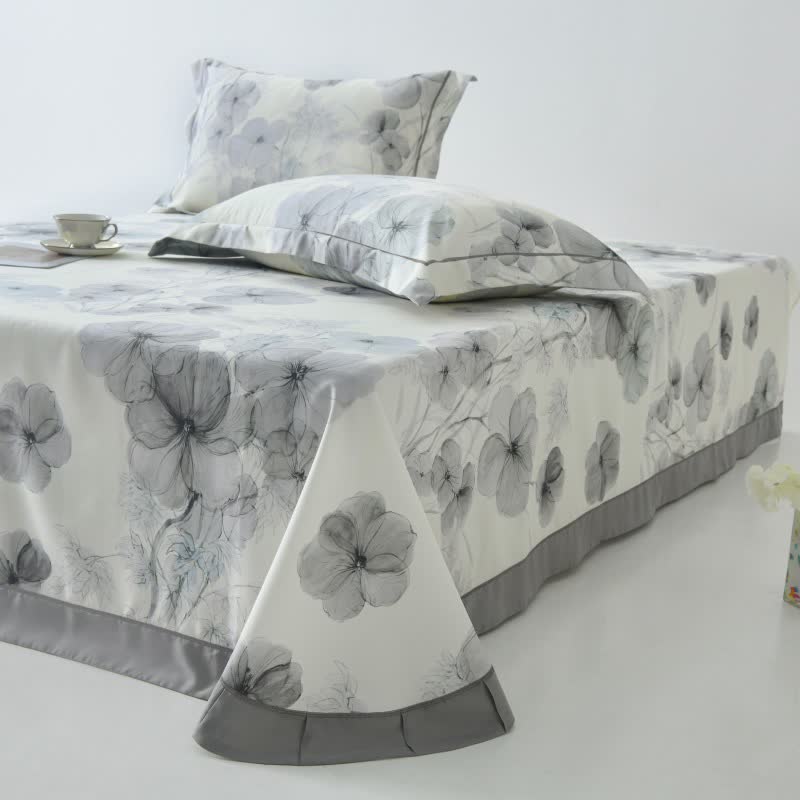 Copriletto in fibra naturale con stampa Pansy