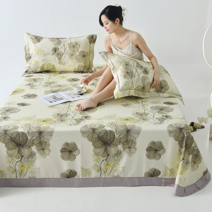 Copriletto in fibra naturale con stampa Pansy